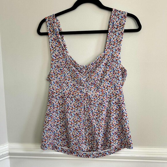 CAbi 6314 Bustier Tank Blouse, Multi-Color Confetti Pattern, Mesh Material, Med - Picture 2 of 6